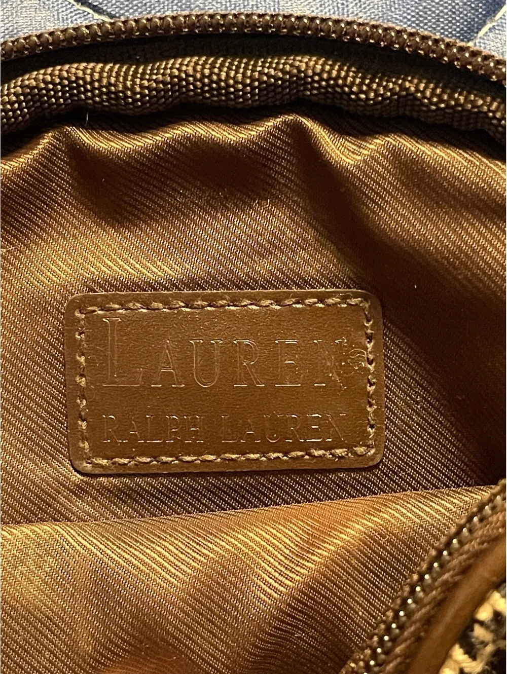 Lauren Ralph Lauren Small Brown Houndstooth Cosmetic Bag